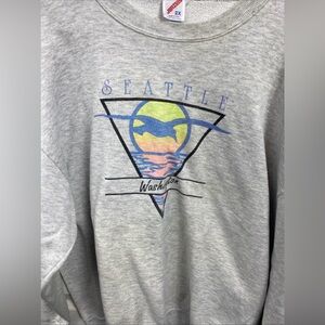 Vintage  90s Simply Seattle Washington Seagull Crewneck Sweatshirt 2X USA Single